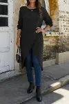 Kadın Uzun Kollu Bisiklet Yakalı önden çapraz Kesim Detaylı Midi Triko Elbise-1