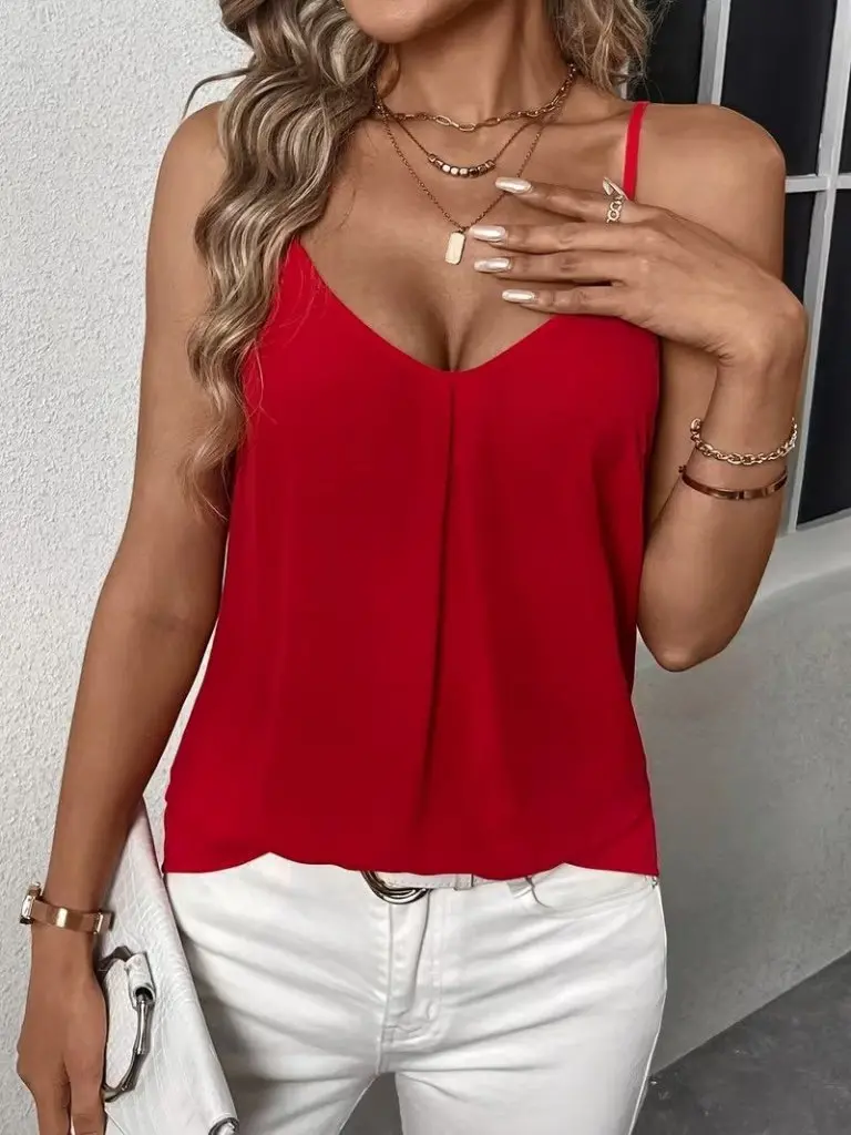 Kadın Ip Askılı V Yakalı Sandy Bluz-1 Kadın Ip Askılı V Yakalı Sandy Bluz-1