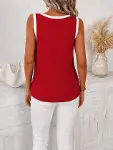 Kadın Sıfır Kollu çift Renkli Viskon Bluz-2