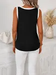 Kadın Sıfır Kollu çift Renkli Viskon Bluz-2