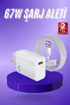 Beyaz Ultra Plus Hızlı Şarj Seti Şarj Adaptörü ve Kablosu 67W-2