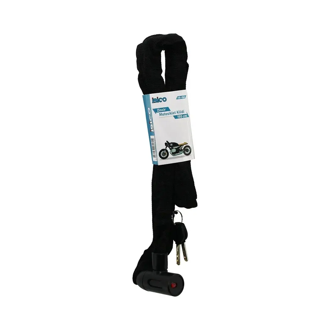 Zincirli Anahtarlı Motor - Bisiklet Kilit Bez Kılıflı Aç-kapa Kilit Kapak 150CM