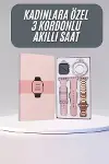Akıllı Saat 3 Kordonlu Ve Aksesuarlı Bayanlar Için Şık Rose renk-1