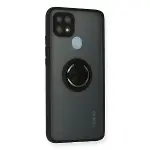 Oppo A15 Kılıf Montreal Yüzüklü Silikon Kapak - Siyah-2