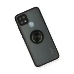 Oppo A15 Kılıf Montreal Yüzüklü Silikon Kapak - Siyah-3
