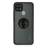 Oppo A15 Kılıf Montreal Yüzüklü Silikon Kapak - Siyah-1