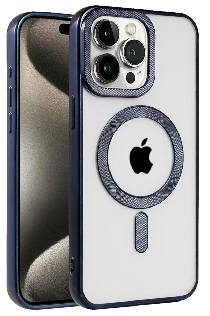 Apple iPhone 15 Pro Kılıf Kronos Magsafe Kapak - Lacivert