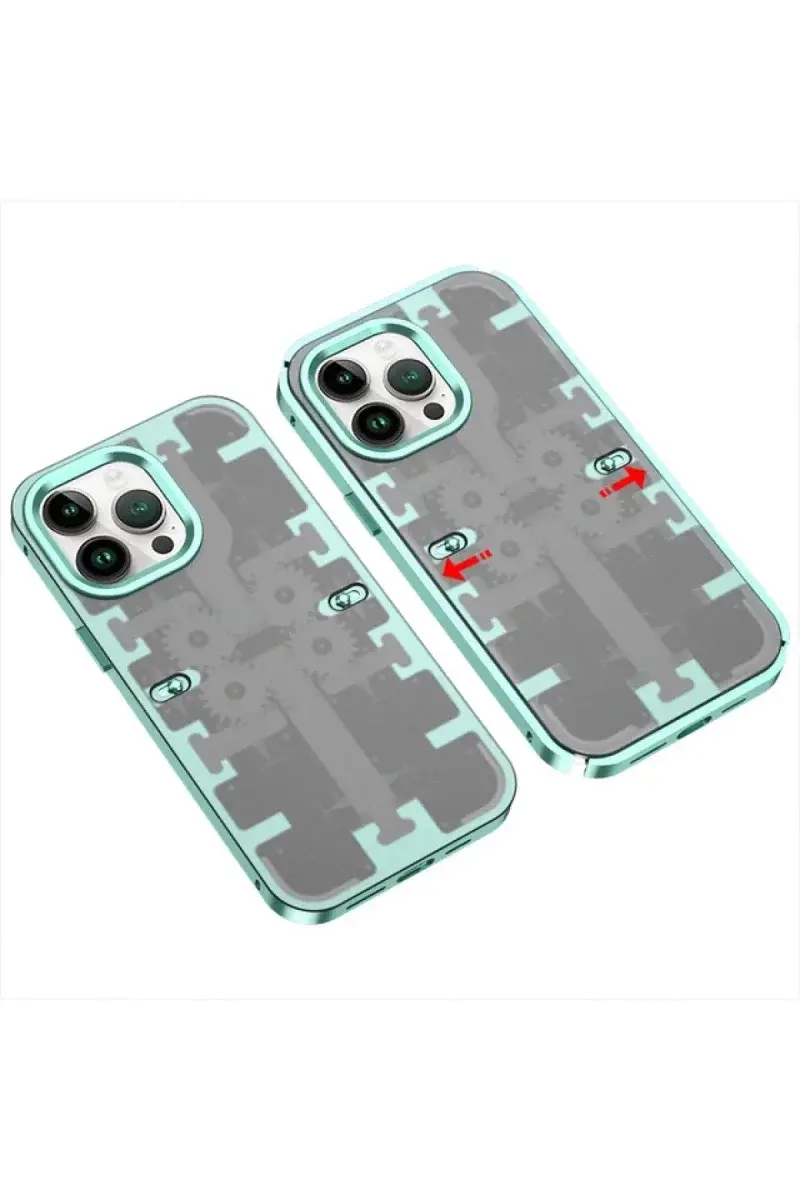 Apple iPhone 13 Pro Max Kılıf Mekanik Bumper Kapak - Yeşil