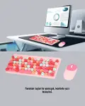 Renkli Retro Tuş Takımlı Klavye – 3 Cihaz Bağlantısı, Medya Kısayol Tuşları Yeni Nesil-4