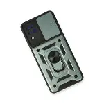 Samsung Galaxy A22 Kılıf Pars Lens Yüzüklü Silikon - Yeşil-3