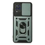 Samsung Galaxy A22 Kılıf Pars Lens Yüzüklü Silikon - Yeşil-1