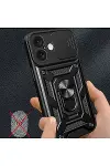 Apple iPhone 16 Kılıf Pars Lens Yüzüklü Silikon - Gold-3