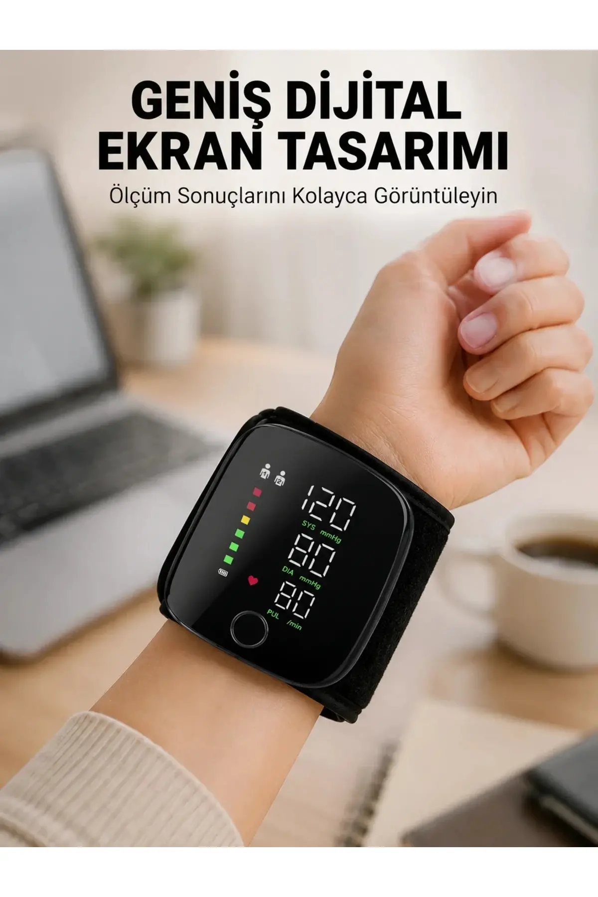 Evde Günlük Kullanıma Uygun Şarjlı Bilekten Tansiyon Ölçüm Cihazı