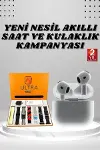 7 Kordonlu Akıllı Saat Ve 3.Nesil Kulaklık Dokunmatik Ekran Sesli Görüşme Yapabilen-2
