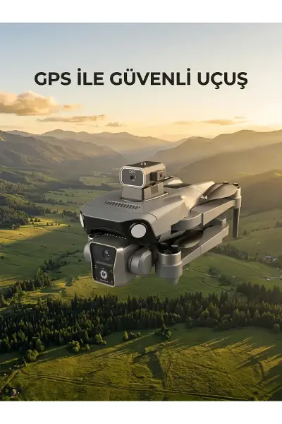 Ekranlı Kumandalı GPS Drone Çift Kameralı Katlanabilir Hava Aracı