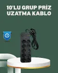 Termal Koruma Sistemli USB Type-C 10’lu Grup Priz 2m 2500W Güç Kapasiteli-1