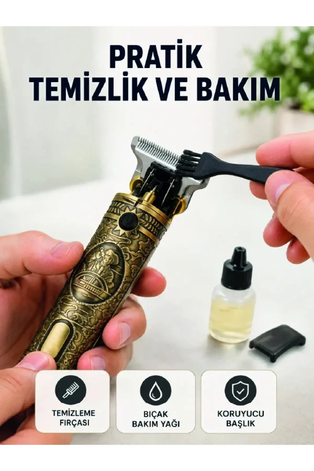 Erkek Bakım Tıraş Makinesi 1500 mAh Lityum Batarya 1 mm 2 mm 3 mm Taraklı