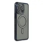 Apple İphone 15 Pro Kılıf Joke Simli Magneticsafe Kılıf - Lacivert-1