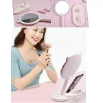 Kedi Kulaklı Telefon Standlı Yuvarlak Dokunmatik Led Ayarlı Masa Üstü Makyaj Aynası-4