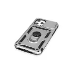 Apple İphone 12 Pro Max Kılıf Pars Lens Yüzüklü Silikon - Gümüş-4