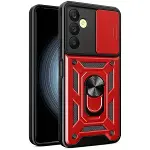 Samsung Galaxy S24 Fe Pars Lens Yüzüklü Silikon - Kırmızı-1