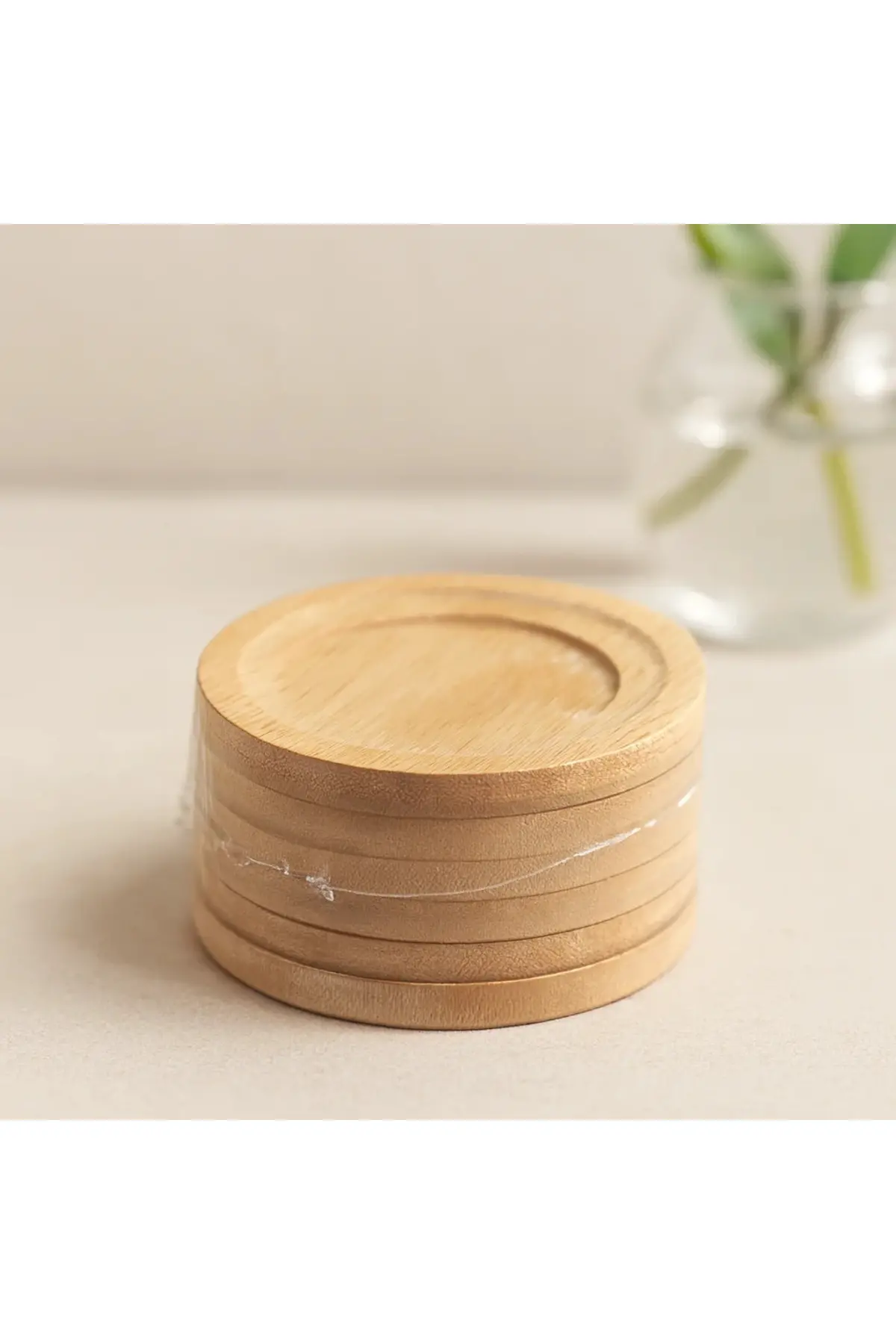 Bambu Ahşap Çay Tabağı 6'lı - 9.7 cm