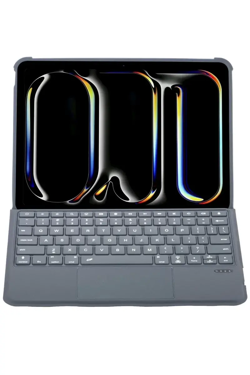 Apple T5510D iPad Pro 13 (2024) Kılıf Palermo Ledli Klavyeli Standlı Tablet Kılıfı - Siyah