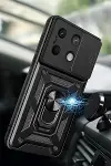 Xiao Poco M6 Pro 4G Kılıf Pars Lens Yüzüklü Silikon - Siyah-2