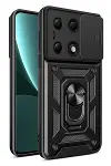Xiao Poco M6 Pro 4G Kılıf Pars Lens Yüzüklü Silikon - Siyah-1