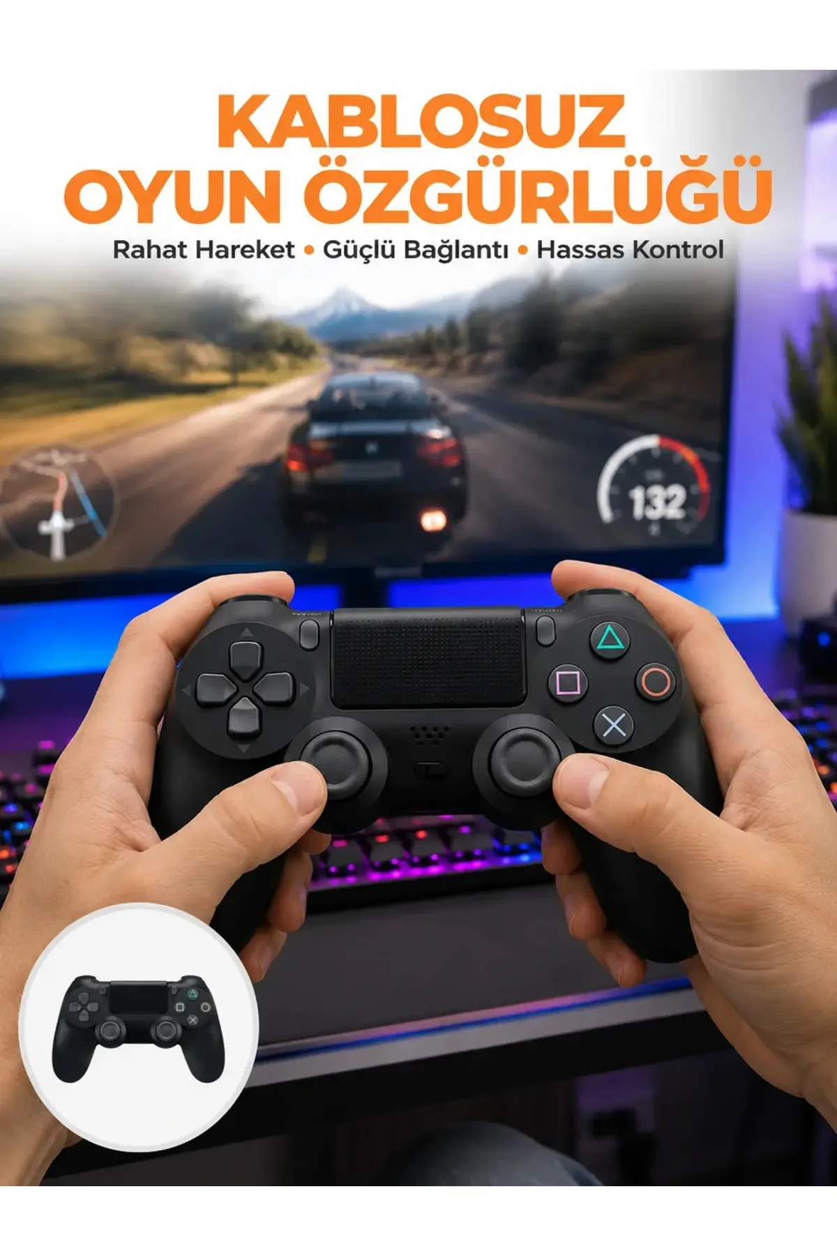 PS4 Uyumlu Kablosuz Oyun Kolu – Gerçekçi Titreşimli Geri Bildirim Yeni Nesil
