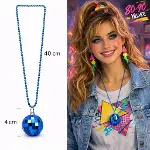 Retro Disko Topu Şekilli 8039ler 9039lar Mavi Renk Plastik Kolye-1