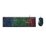 Siyah Gökkuşağı Işıklı Usb Kablolu Oyuncu Klavye - Mouse Set-2