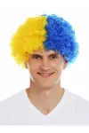 Sarı Lacivert Kıvırcık Afro Bonus Peruk Taraftar Bonus Saç-2