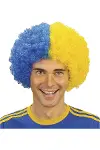 Sarı Lacivert Kıvırcık Afro Bonus Peruk Taraftar Bonus Saç-1