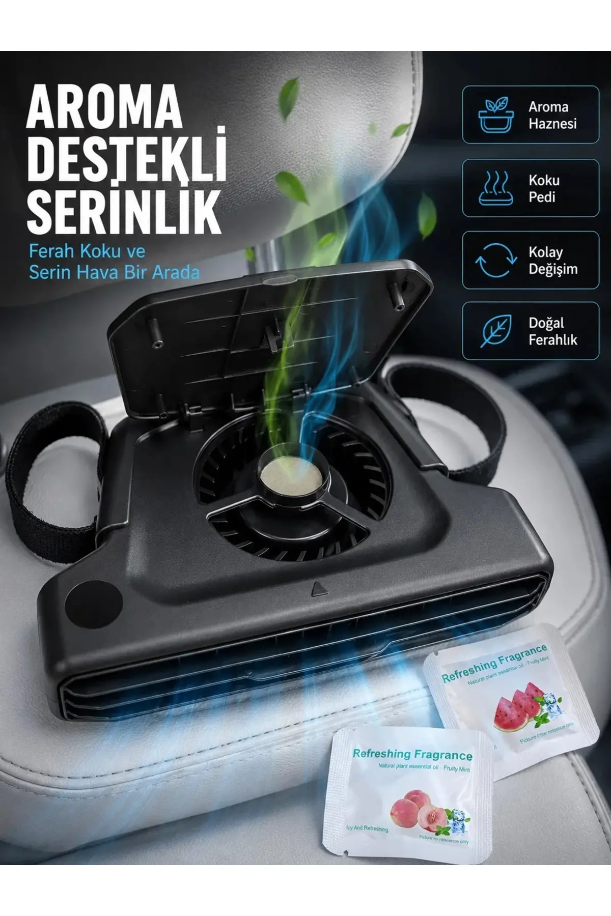 USB Şarjlı Araç Boyun Soğutucu Fan 5 Kademeli Sessiz Çalışan Turbo Fan
