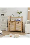Bambu Kirli Çamaşır Sepeti 2 Bölmeli 2 Kat Organizer 80x33x87 cm-2