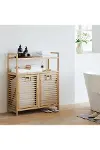 Bambu Kirli Çamaşır Sepeti 2 Bölmeli 2 Kat Organizer 80x33x87 cm-3