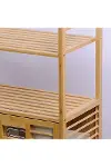 Bambu Kirli Çamaşır Sepeti 2 Bölmeli 2 Kat Organizer 80x33x87 cm-4