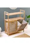 Bambu Kirli Çamaşır Sepeti 2 Bölmeli 2 Kat Organizer 80x33x87 cm-5