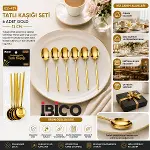 60 Parça Gold Tatlı Kaşık Seti 13CM - 1 Paket İçinde 6 Adet Vardır - 10 Paket Gönderilir-2