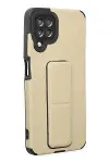 Samsung Galaxy A22 Kılıf Mega Standlı Silikon - Gold-2