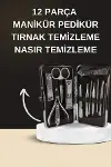 Elektrikli Manikür Pedikür Seti İkili Set 12 Parça Tırnak Bakımı Törpü Protez Çıkarma-1
