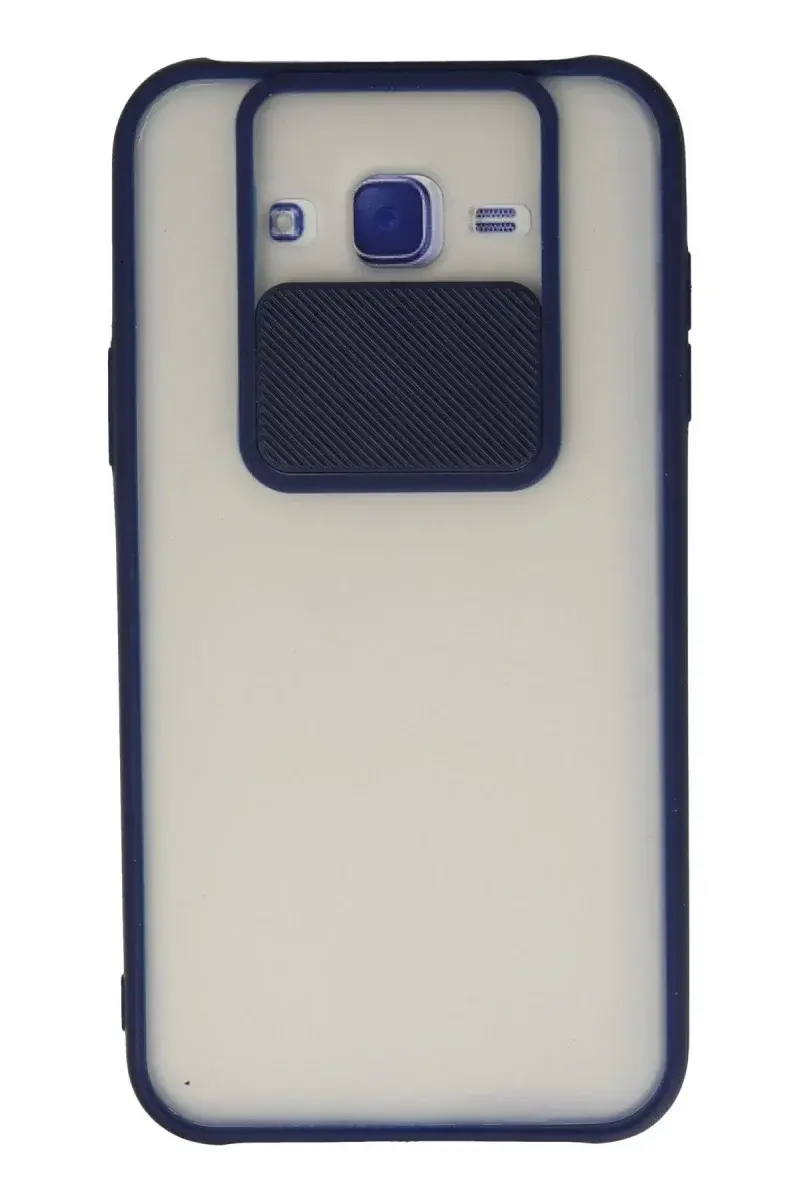 Samsung Galaxy J7 Kılıf Palm Buzlu Kamera Sürgülü Silikon - Lacivert