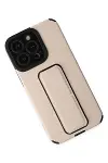 Apple iPhone 13 Pro Max Kılıf Mega Standlı Silikon - Gold-2