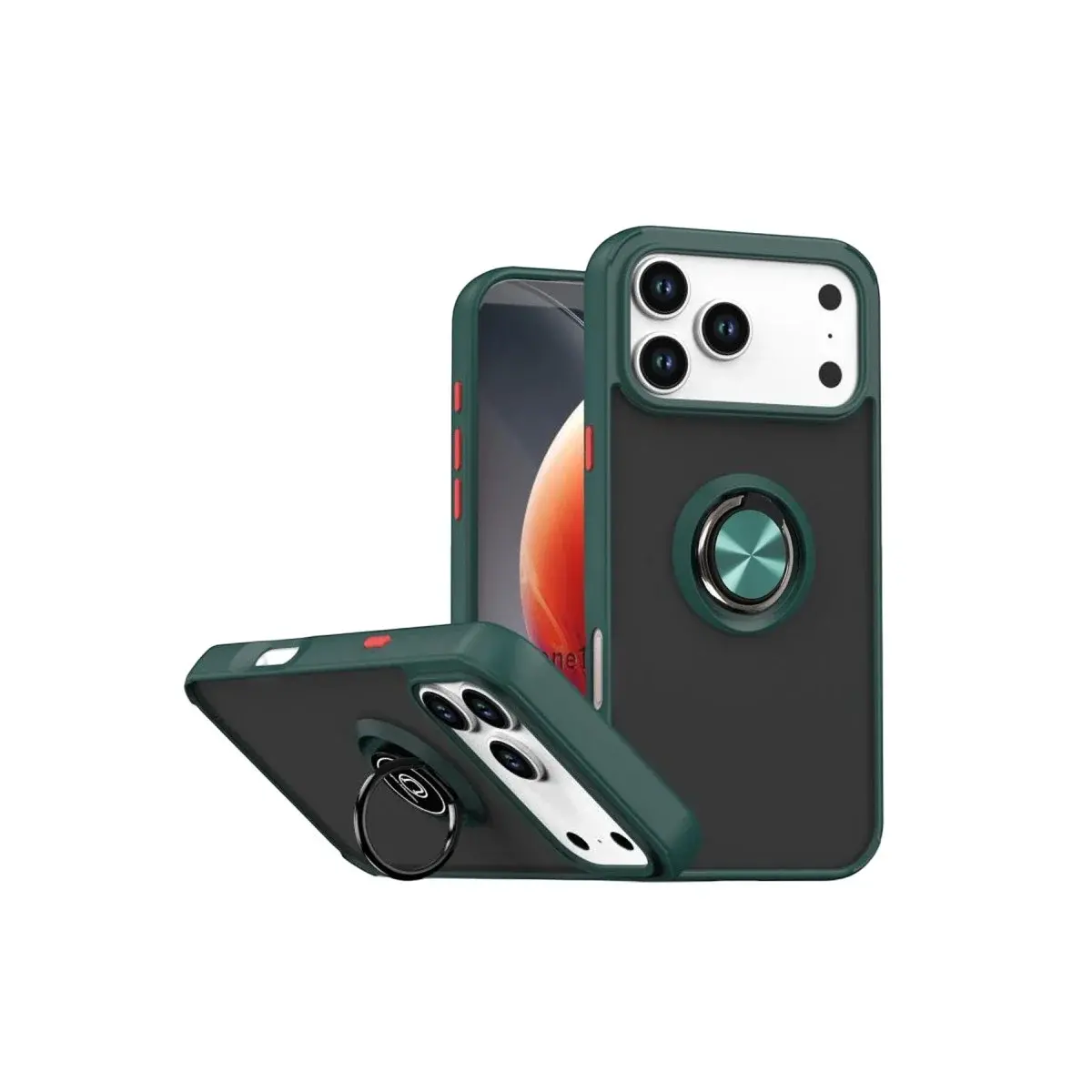 Apple İphone 17 Pro Max Montreal Yüzüklü Silikon Kapak - Yeşil