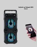1200 mAh Şarjlı LED Işıklı Bluetooth Hoparlör – FM Radyolu, Hafıza Kart Destekli-4