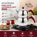 Aile Büyük Boy Küre Çelik Çaydanlık Seti Üst: 1.2LT - Alt: 2LT-2