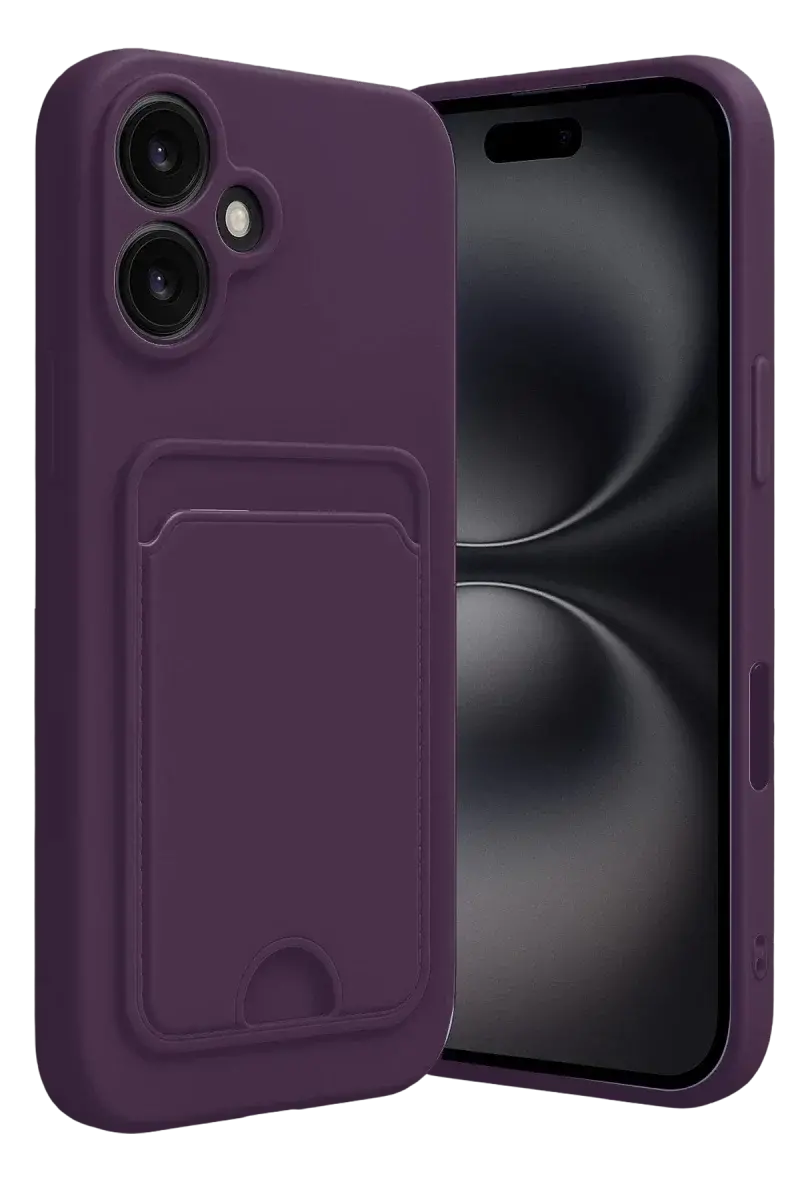 Apple iPhone 16 Kılıf Kelvin Kartvizitli Silikon - Derin Mor