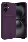 Apple iPhone 16 Kılıf Kelvin Kartvizitli Silikon - Derin Mor-1
