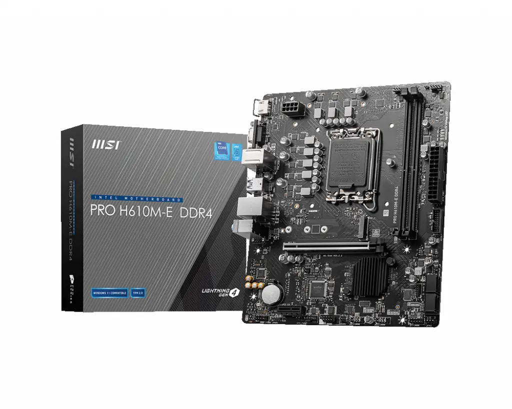 MB PRO H610M-E DDR4 SOKET 1700 DDR4 3200 (OC) HDMI VGA M.2 USB3.2 1x1G LAN mATX